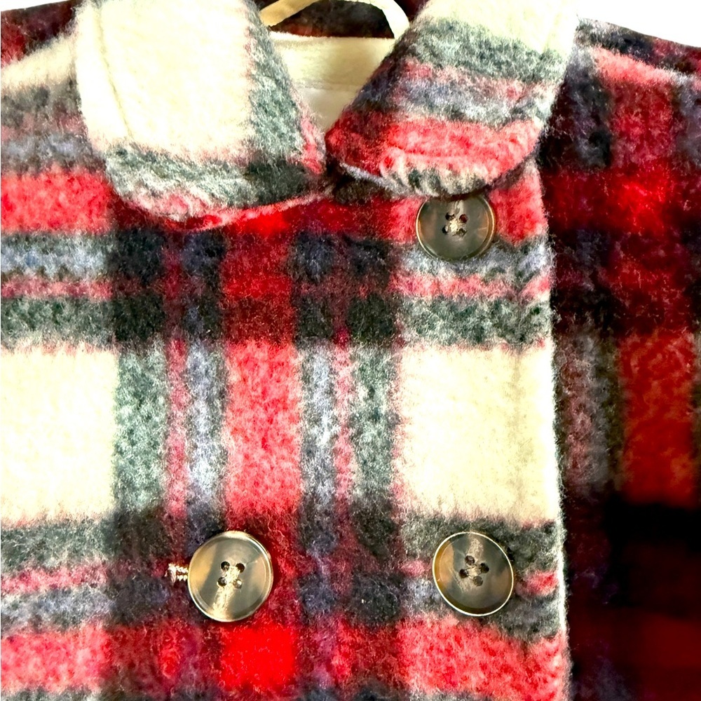 Joe Fresh Kids Plaid Pea Coat - Red, Black, and White, NWTS, size 3-6 months - Picture 5 of 8